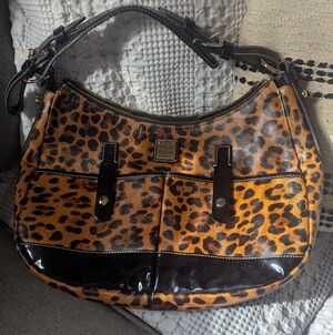 Dooney & Bourke Leopard Print Hobo Bag with Black Trim